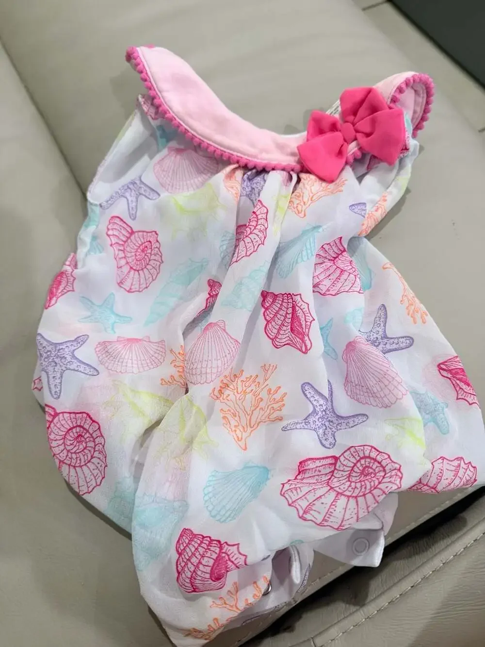 Sunshine Baby Seashell Print Dress Size 12 Months Pink White